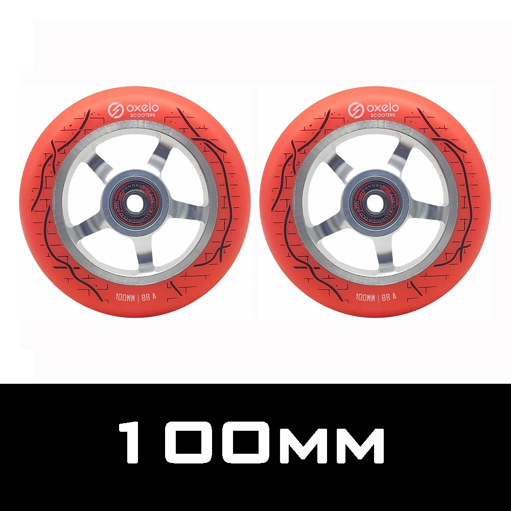 [100mm] Aluminium Alloy Scooter Wheel Replacement Push/Kick/Stunt Scooter Wheels with Bearings & Bushings Scooter Parts 2pcs/set