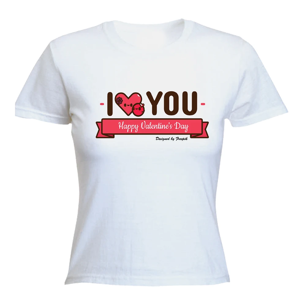 MERCHANDMANIA T-shirt women I love you message woman tight girl polyester Technic short sleeve personalized