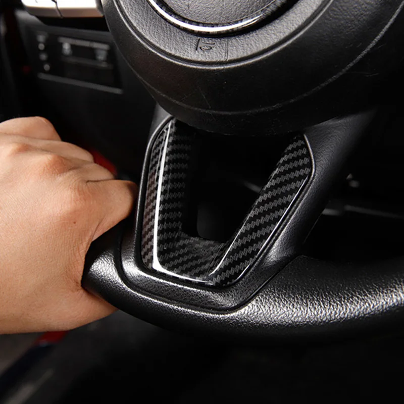 ABS Carbon fibre Car Steering wheel Button frame Cover Trim For MAZDA 3 6 CX-3 CX-5 CX-8 CX-9 2018 2019 car styling 1pcs