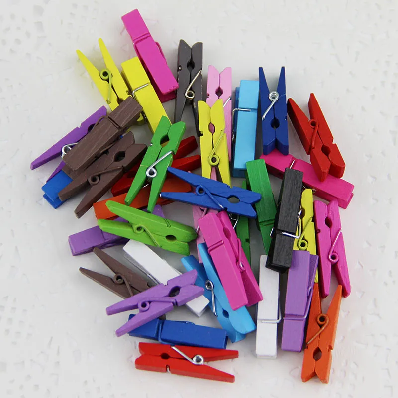 50 PCS Wholesale Very Small Mine Size 25mm Mini Natural Wooden Clips For Photo Clips Clothespin Craft Decoration Clips Pegs