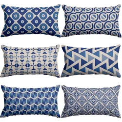 Geometry Cushion Cover 30x50 linenPillowcase Decorative Sofa Cushions Pillowcover Home Decor  Blue Pillow Cases