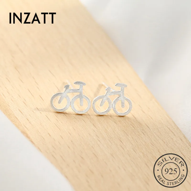 INZATT Rock Real 925 Sterling Silver Bicycle Shape  Stud Earrings Trendy  Jewelry For Girlfriend Gift Party Acceddories Brincos