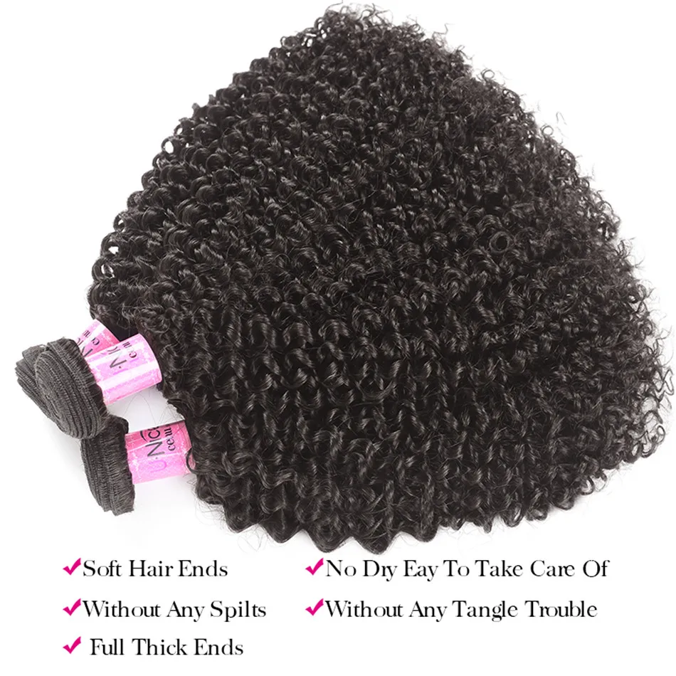 Unice-mechones de pelo rizado mongol, pelo Afro rizado, humano, tejido, 1/3/4 mechones, oferta