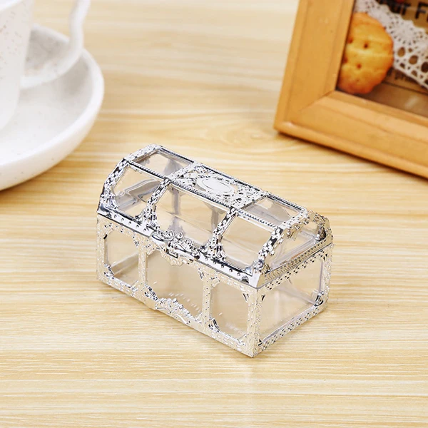 Christmas Plastic Casket Transparent Storage Box CrystalGem candy Box Organizer Chest Jewelry Trinket Box Wedding Gifs for Guest