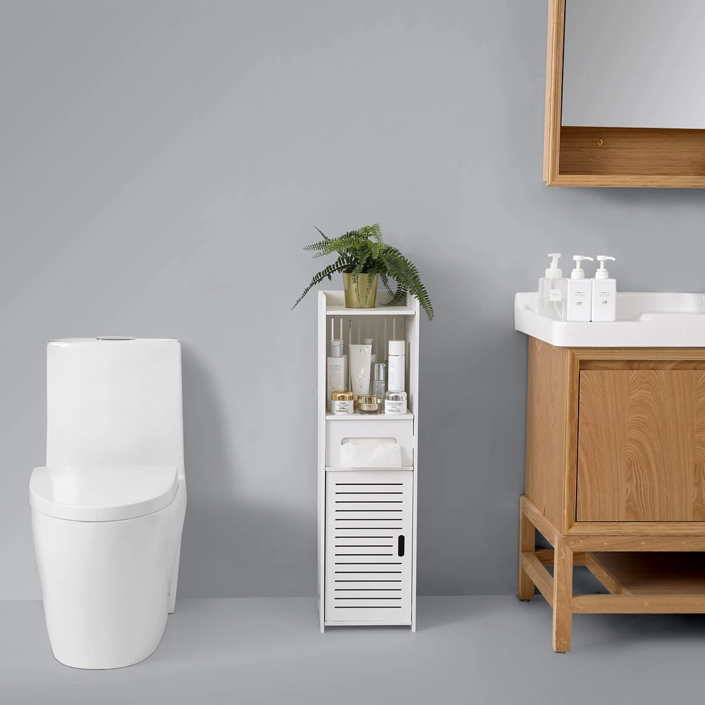 PVC Furniture Single Door Three-layer Bathroom Cabinet 【25*25*90cm】Corner Shelf Sundries Home Furniture Storage Racks