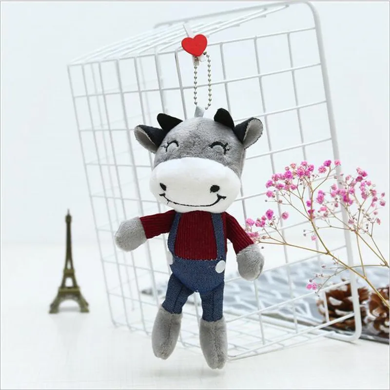 1PCS Bull Symbol Of The Year Cartoon Calf Pendant Stuffed Toys For Girls Cow Doll Plush Toy Small Doll Ragdoll Ornament 15CM