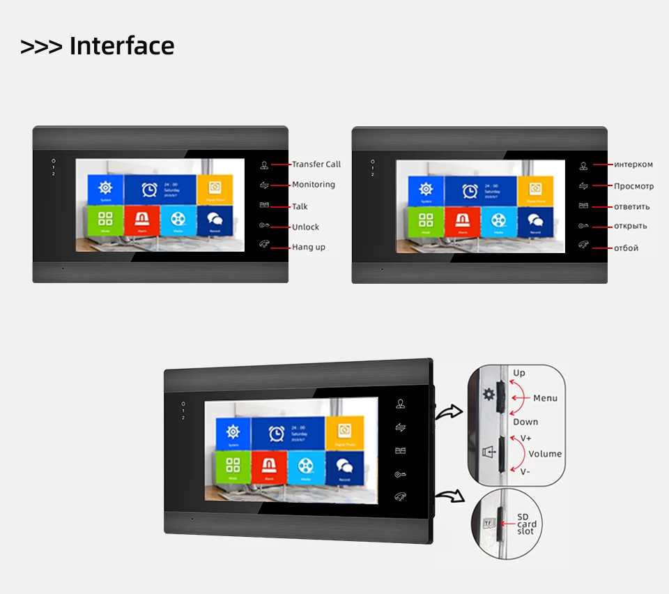 Jeatone 7-Zoll-Innenmonitor für Video-Intercom-System Home Security Unterstützung Tuya Wifi unterstützt keinen Smart Screen