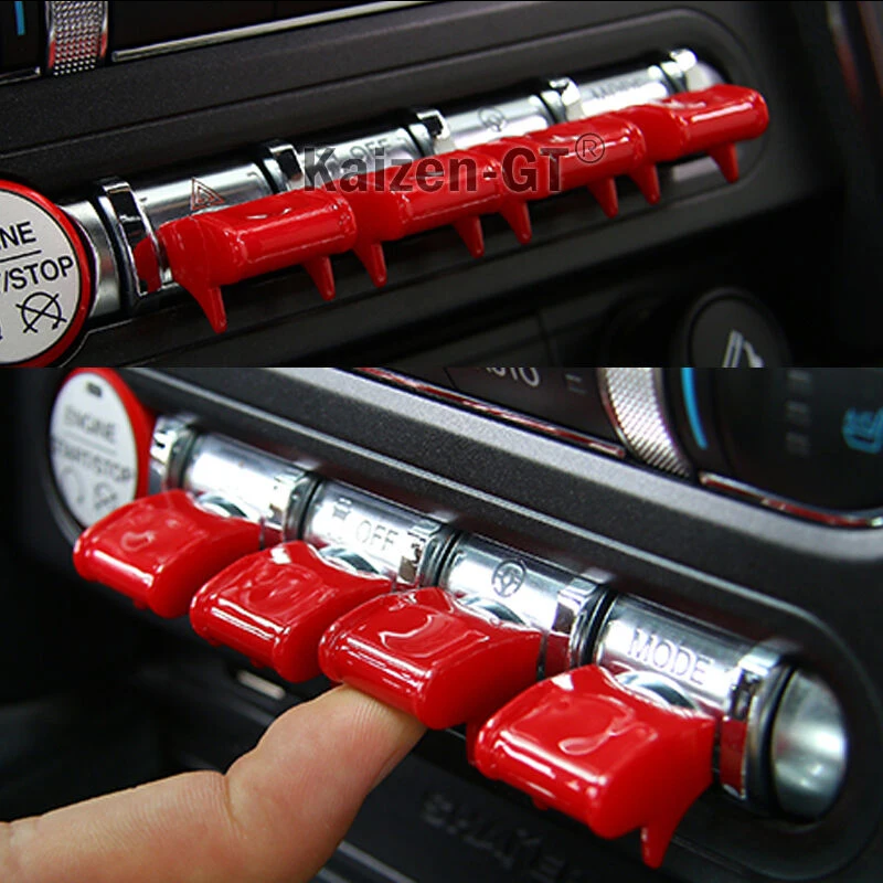 iJDM 4pcs Red ABS Console Control Switch Buttons Covers Trims For 2015-up Ford Mustang Design from the Control Button of Aven