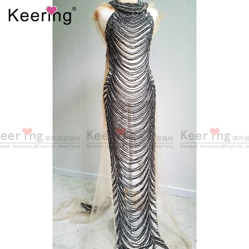 Large Rhinestone Crystal Applique for Wedding Dress, Mermaid Long Dress WDP-052