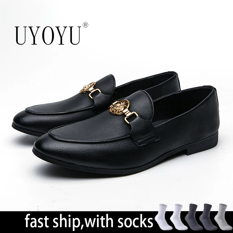 New Designer Leather Men Casual Luxury Black Shoes Brand 2022 Mens Loafers Moccasins Breathable Slip on Male Dress Driving Shoes