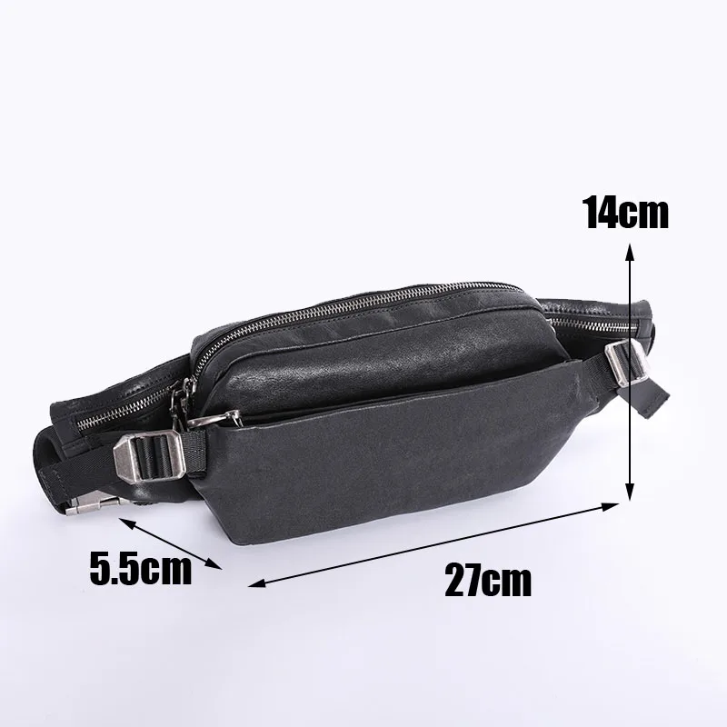 Imagem -06 - Bolsa Peito de Couro Aetoo para Homens Cintura de Couro Bolsa Masculina Simples