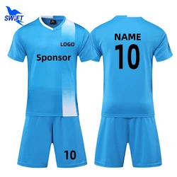 Custom Print Men Boys Short Sleeve Soccer Jerseys Set Breathable Kids Football Uniform Futsal Shirts+Shorts Traning Sports Suit