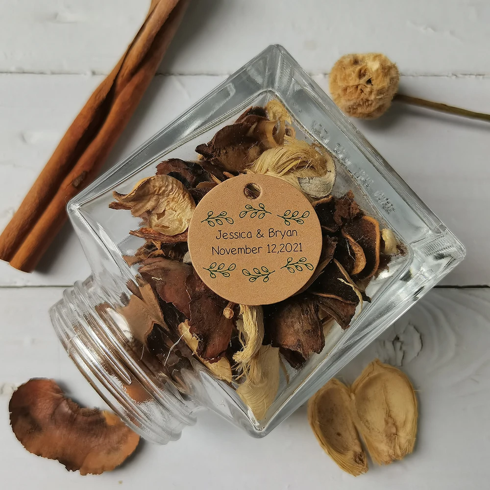 

Y33-100 pcs 35mm diameter favor labels Customized With Own Logo European flowers, plants, European wedding