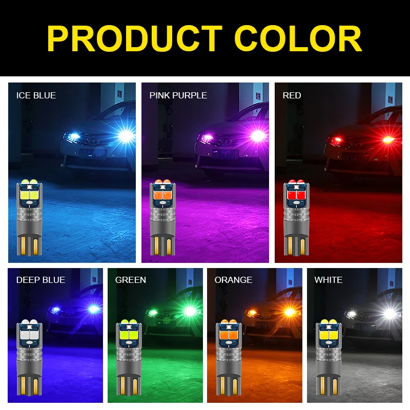 EURS 2pcs Car T10 LED Canbus W5W 3030 6smd 10SMD 194 168 Auto LED Car Interior Light plate Dome Reading Lamp Clearance Light 12V