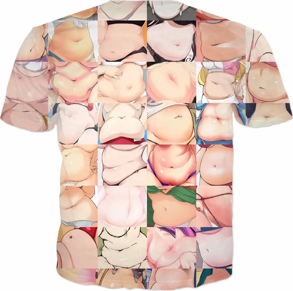 Anime sexy girl Fashion T shirt 3D Printed Chubby Anime Girl Bellies t shirt Harajuku summer Hipster Unisex Casual T-shirt tops