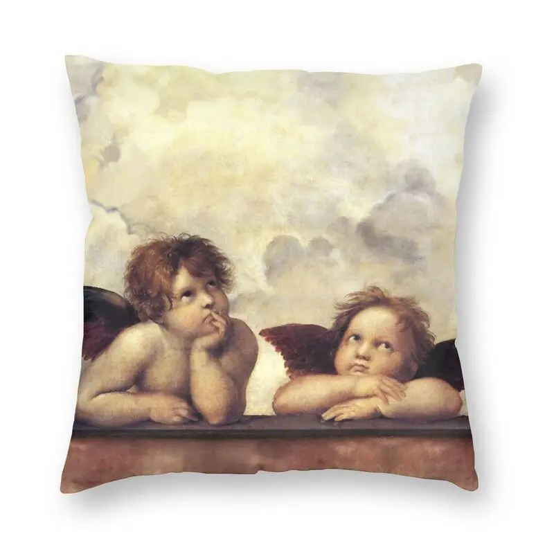 

Fashion Renaissance Angels Winged Cherubs Square Throw Pillow Cover Decoration 3D Two Side Print Vintage Cushion Cover for Sofa