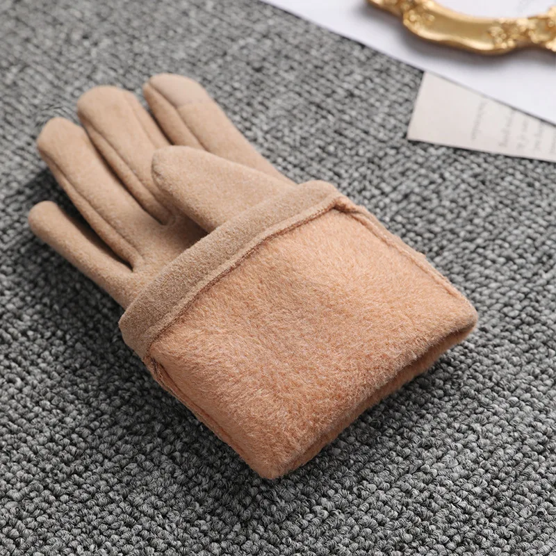 Women Winter Keep Warm Touch Screen Thin Section Bow Elegant Gloves Plus Velvet Inside Windproof Outdoor Cycling Female Gloves