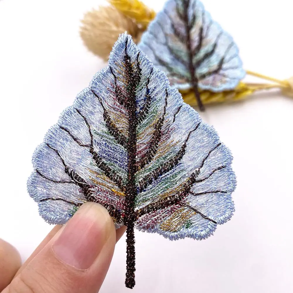 New Colorful Leaf Embroidered Clothes Patchs Wedding Sewing  Applique for DIY Headwear Hat Decor  Accessories Craft