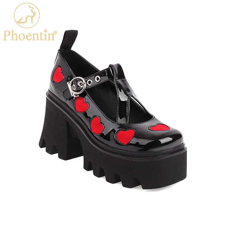 Pheontin 2022 Spring Gothic Style Lolita Mary Jane shoes Sweet Lovely Cosplay Platform High Heels Pumps Casual shoes FT1833