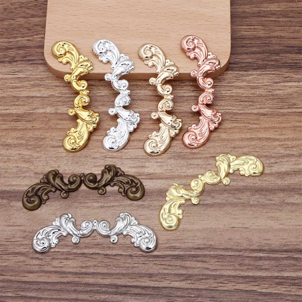 10pcs/lot 17*62mm Brass Filigree Charms Base Parts For Jewelry DIY Making Connector Findings Hairwear Material Supply 0528