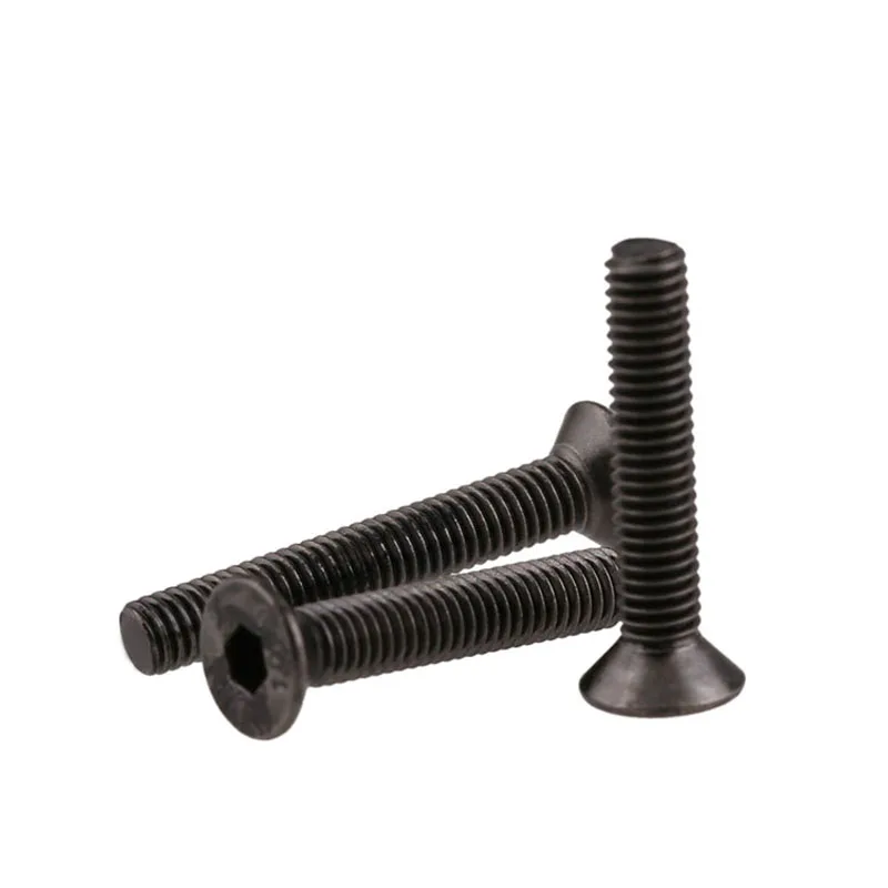 Black Nickel Plating Grade 10.9 Carbon Steel Hex Hexagon Socket Flat Head Screws Countersunk Head Screw Bolts M2-M6 DIN7991
