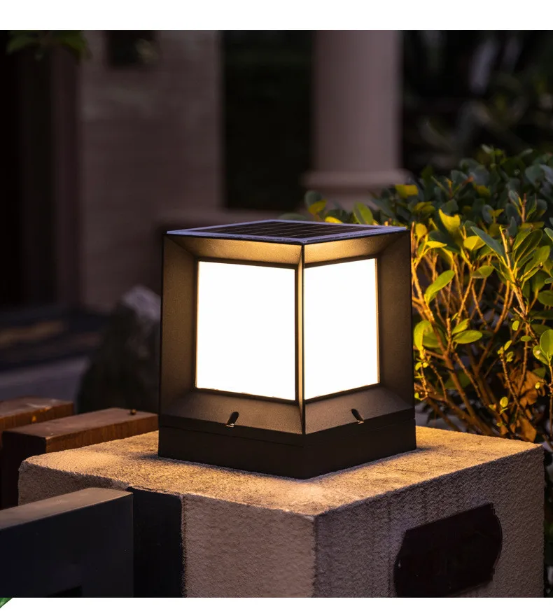 

Solar outdoor waterproof column head lamp courtyard lamp outdoor garden villa fence gate column lamp