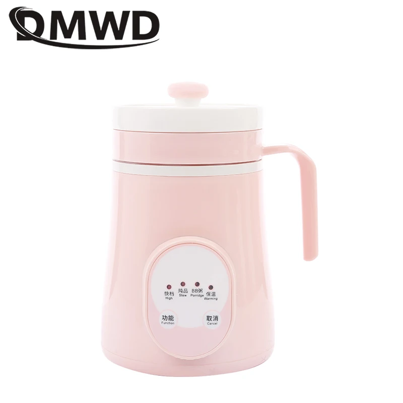 DMWD 600ML Mini Multi-function Electric Kettle Health Preserving Pot ceramic Boiled Tea dessert soup porridge Warm Kettle 220V