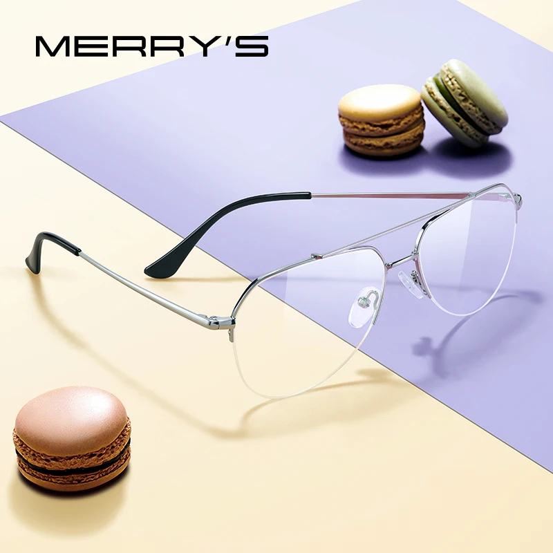 

MERRYS DESIGN Classic Pilot Half Glasses Frame For Men Women Fashion Myopia Prescription Glasses Frames Optical Eyewear S2690