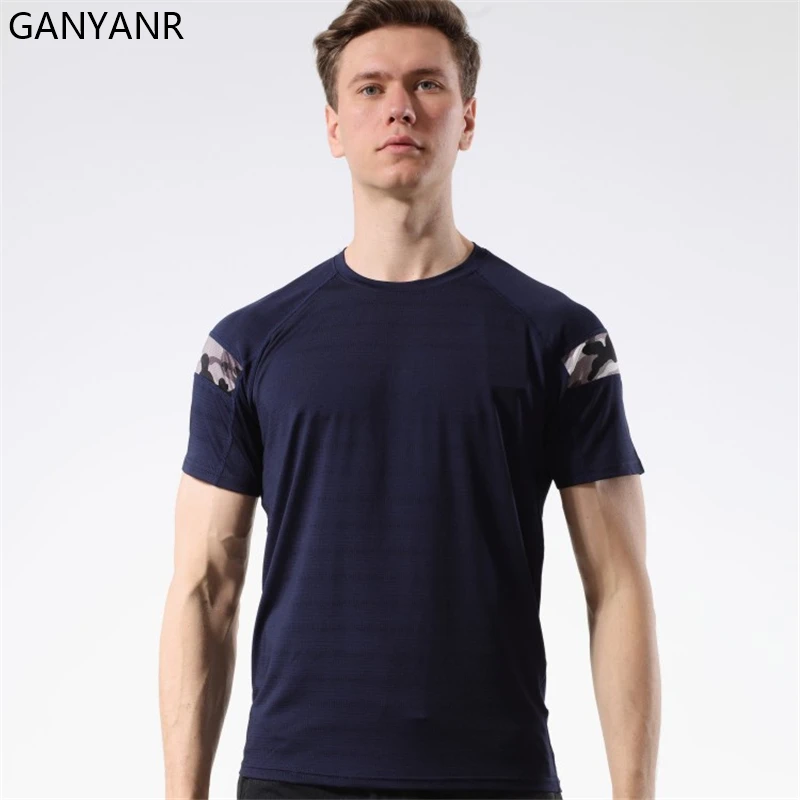 

GANYANR Running T-Shirt Men Gym Fitness Sport Sportswear Dry Fit Training Workout Football Jerseys Tees Bodybuilding Clothes