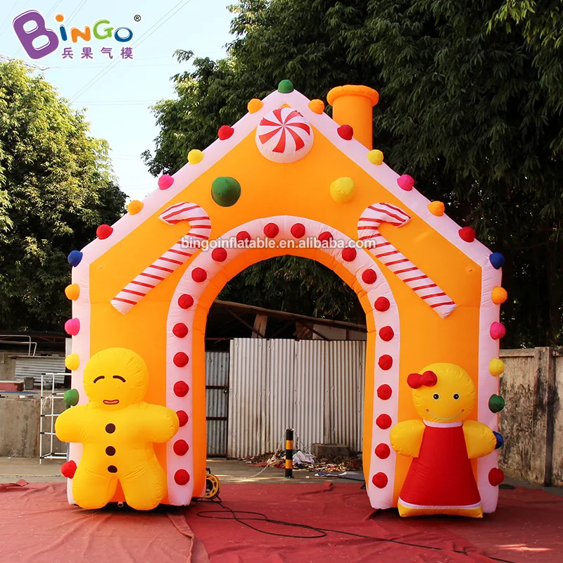 

Personalized 5x5mH Inflatable Gingerbread Arch For Xmas Decoration / 17ft Inflated Christmas Archway With Lights Toys - BG-F0013