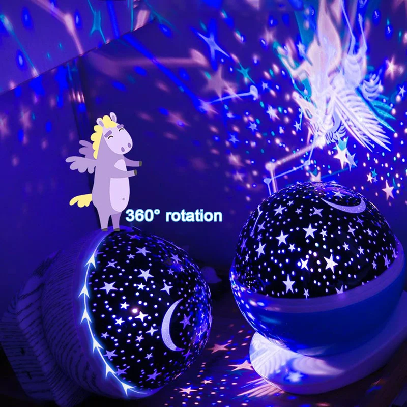 Sterrenhemel Nachtlampje Magic Projector Sprookje Elf LED Lamp Kleurrijke Draaien Knipperende Ster Kids Baby Ondersteuning Dropshipping