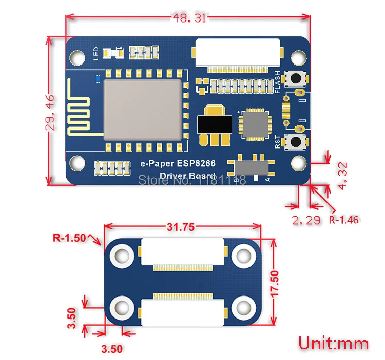 Universal e-Paper Raw Panel Driver Board, ESP8266 WiFi Wireless