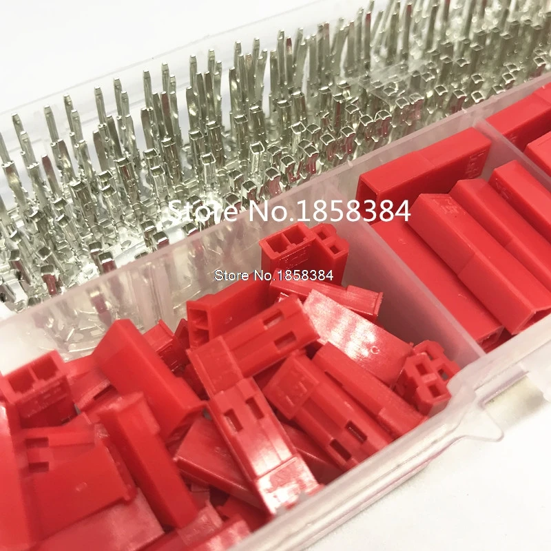 2.54mm JST SYP 2p Female & Male Red Plug Housing Crimp Terminal Connector Kit JST-SYP-2A 300Pcs (50set) for RC Lipo Battery