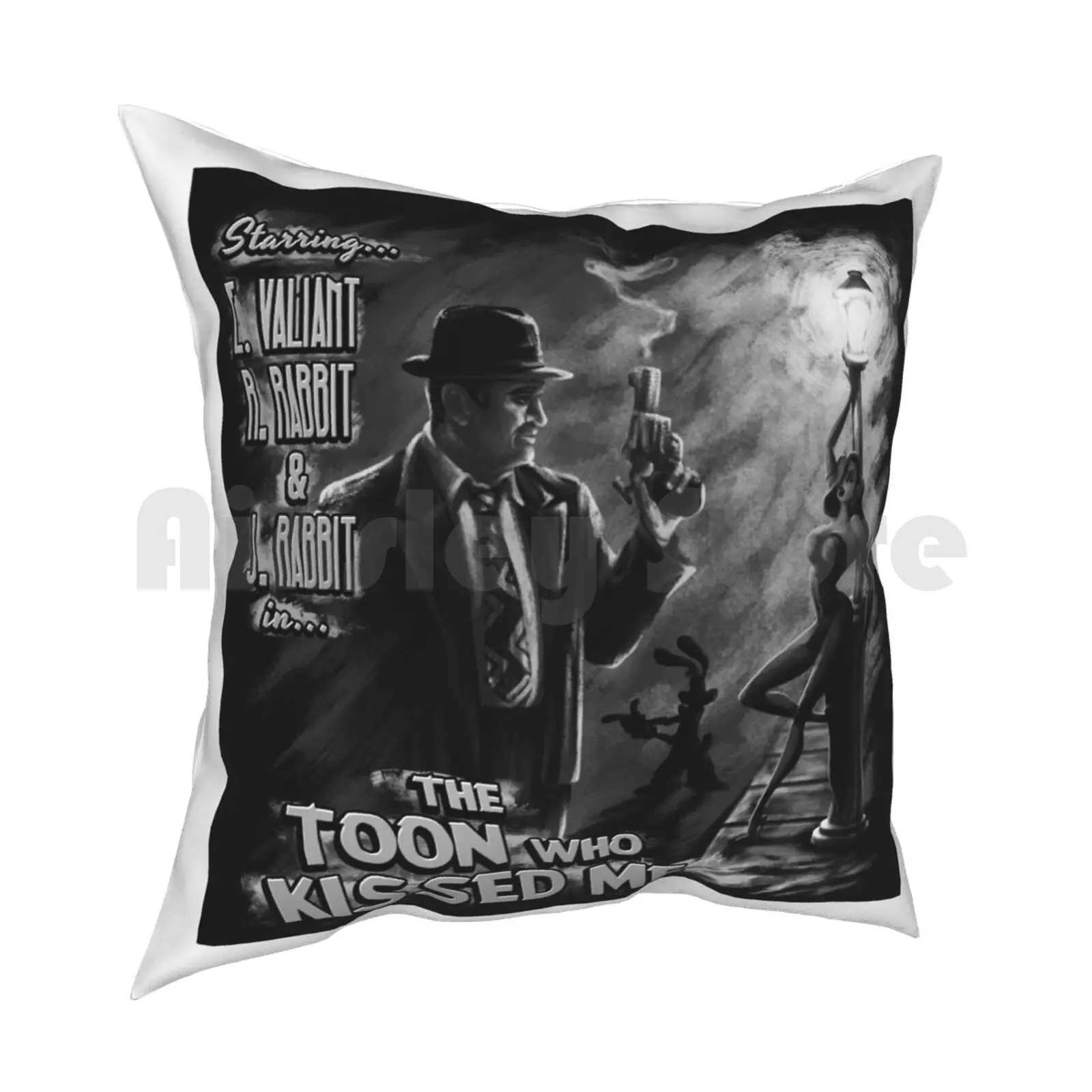 The Toon Who Kissed Me ( B&W ) Pillow Case Printed Home Soft DIY Pillow cover Rabbit Eddie 80S Movies Toons Cartoon