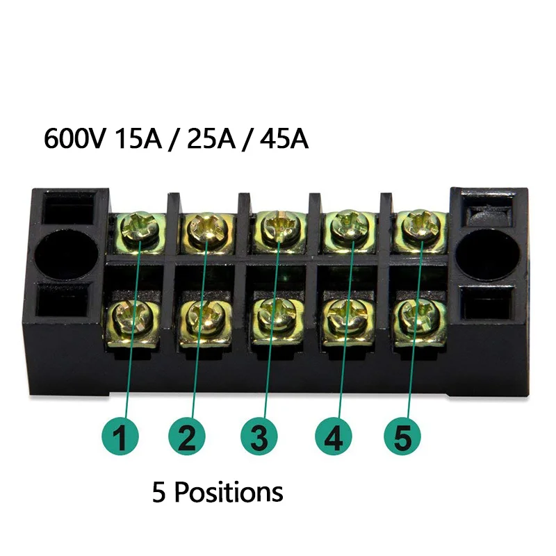 1PCS 15A 25A 45A 600V 5 Positionen Dual Reihe Barrie Schraube Terminal Streifen Blöcke Draht Stecker