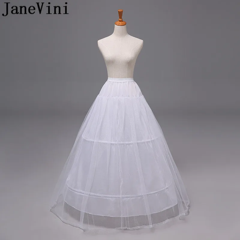 

JaneVini White Bridal Overskirt Petticoats for Women 2 Hoops Wedding Dress Hoop Floor Length Prom Dress Underskirt Crinoline