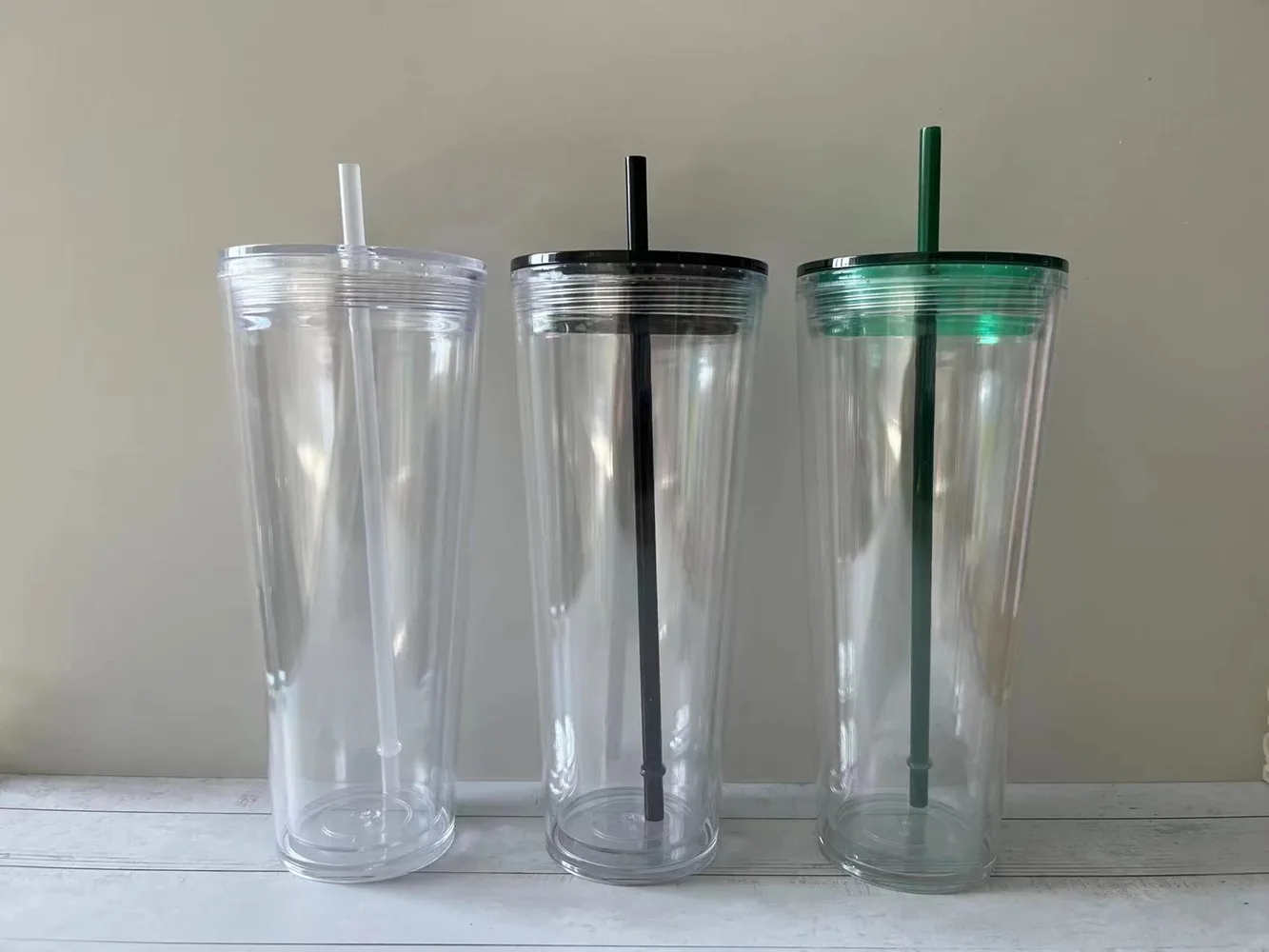 Double Wall Coffee Mug with Lid, Tumbler, Reusable Water Cups, Milk Cups with Straw, Drinkware Gift, 710ml, 24oz