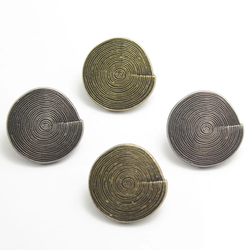 10PCS 18/23/25MM Spiral Retro Metal Buttons Hand Sewn Casual Windbreaker Button Antique Bronze Ancient Silver Shaped Buttons