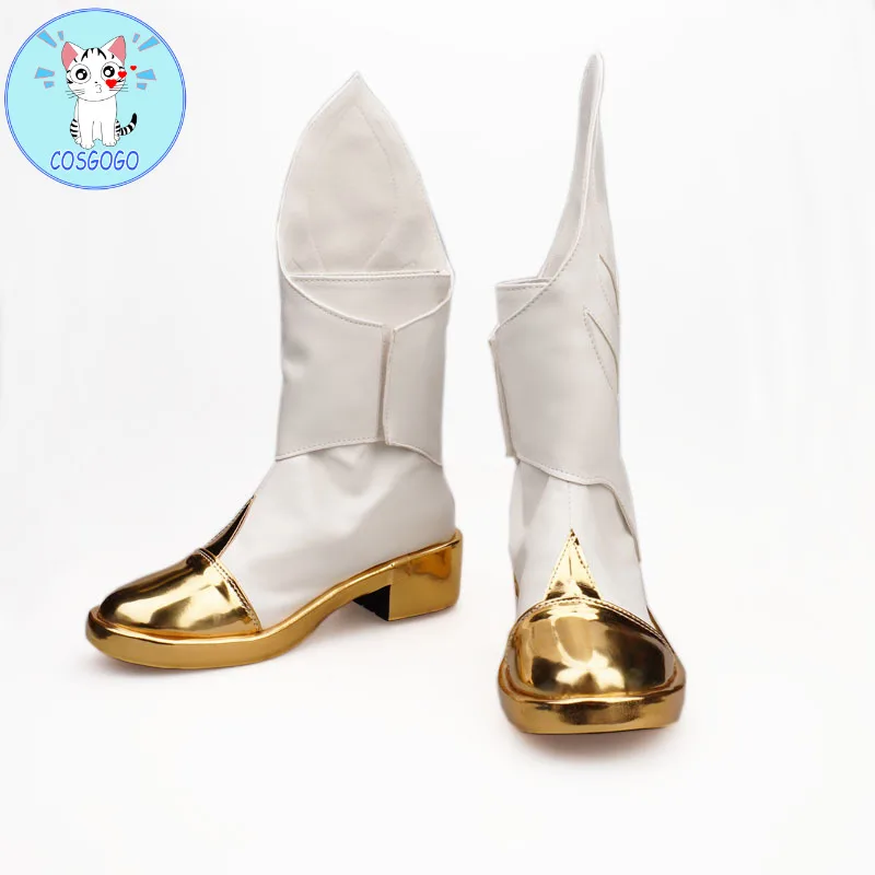 

Genshin Impact Cosplay Costume Traveler Lumine Cosplay shoes Women Men Halloween boots game role play white PU