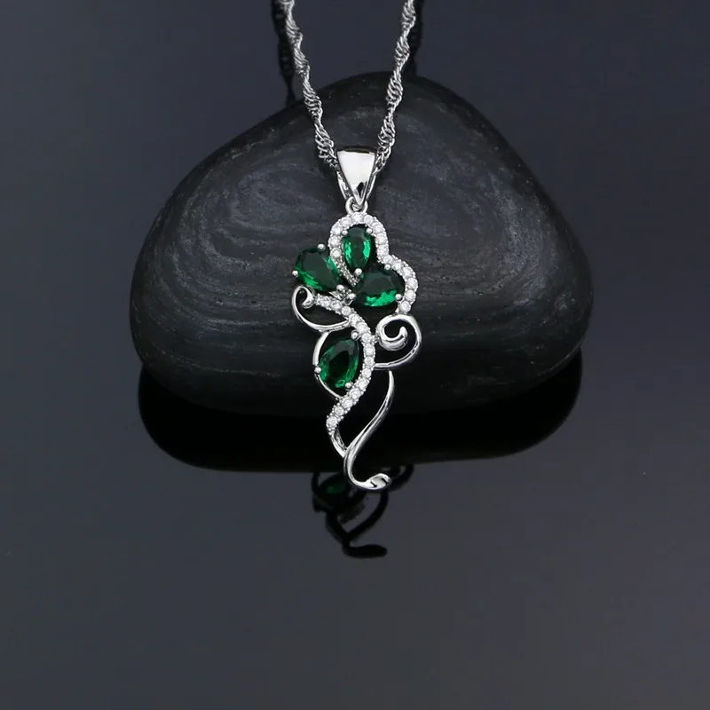 Verde Pietre In Argento Sterling 925 Set di Gioielli Da Sposa Per Le Donne Pendente Dell'anello Degli Orecchini Della Collana Del Braccialetto Kit