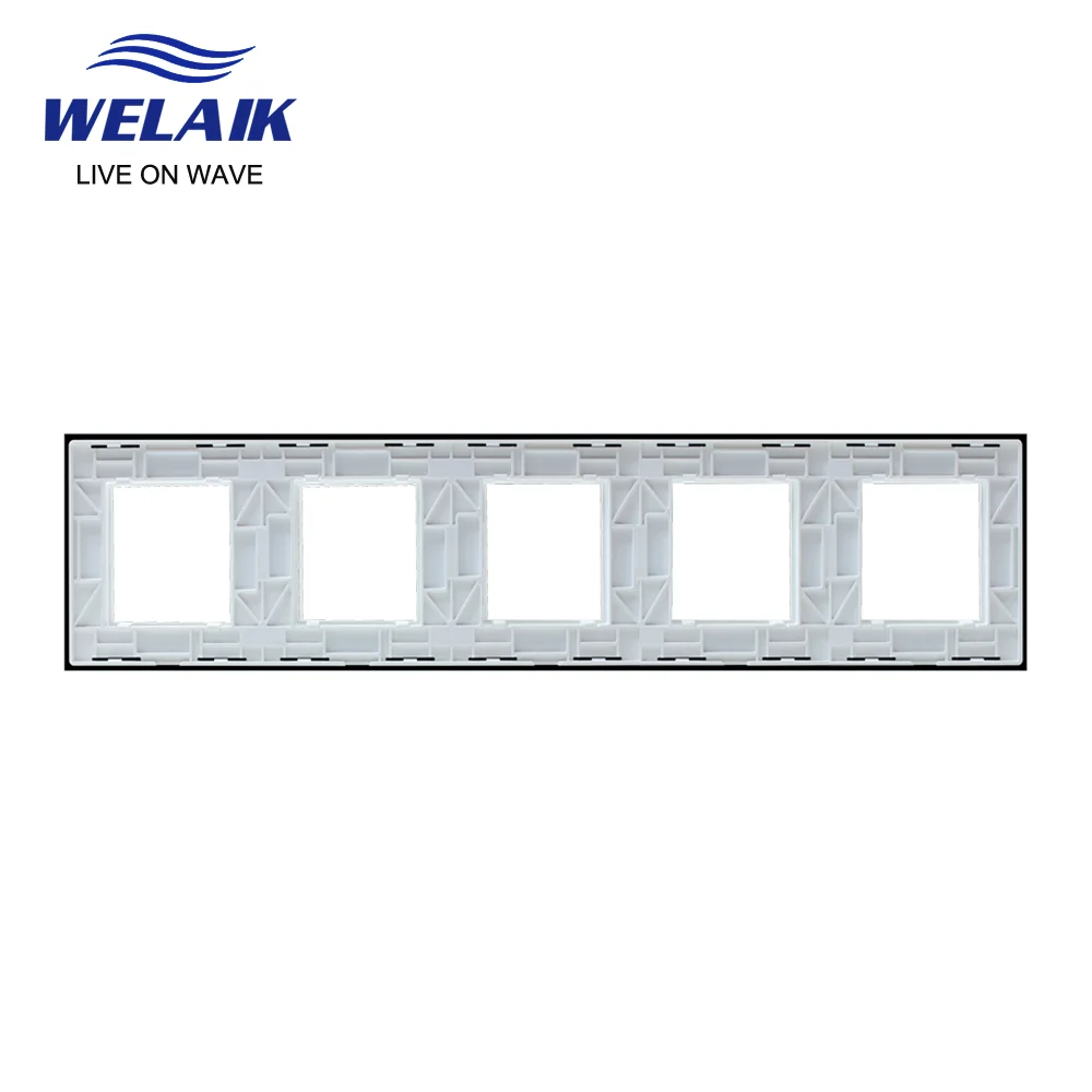 Imagem -04 - Interruptor de Toque Welaik Peças Faça Você Mesmo só Painel de Parede Interruptor de Luz de Vidro Branco Preto Painel de Vidro de Cristal Quadrados Buraco A3888w1 b1