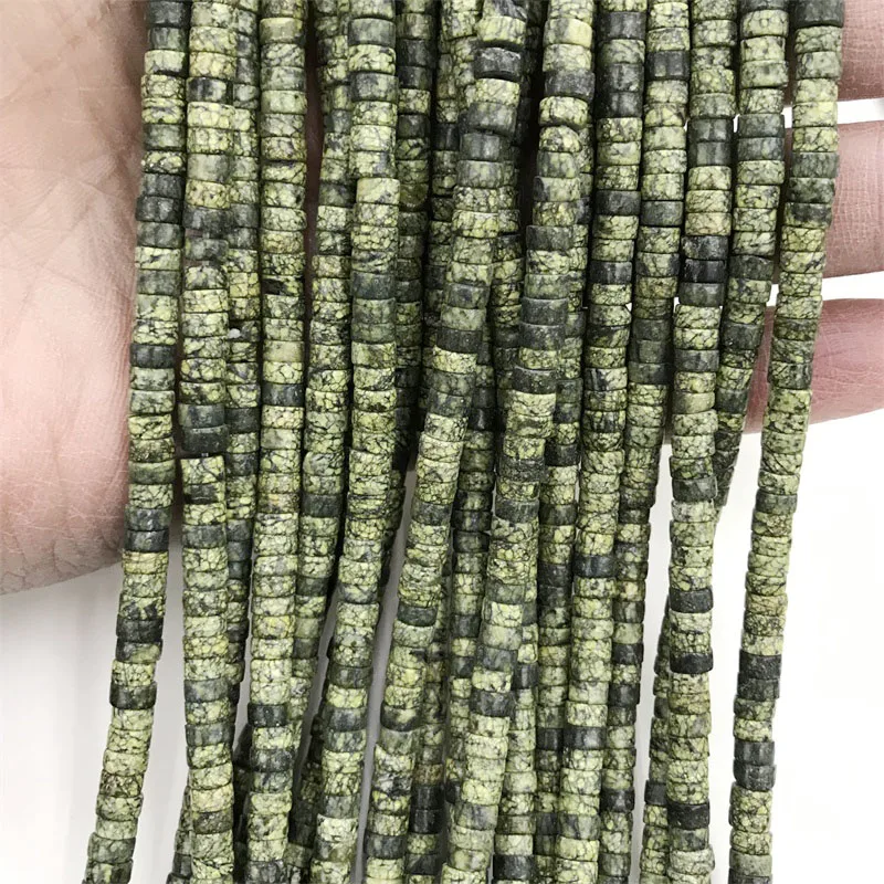 2*4MM Heishi Qinghai Emerald Russian Serpentine Gemstone Flat Round Loose Natural Stone Beads For Jewelry Necklace Making DIY