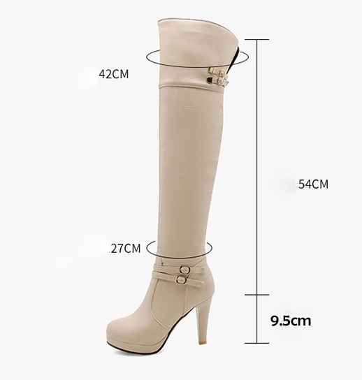 Sgesvier-Botas por encima de la rodilla de tacón alto para mujer, Botines altos hasta el muslo con plataforma, zapatos sexys blancos, otoño e