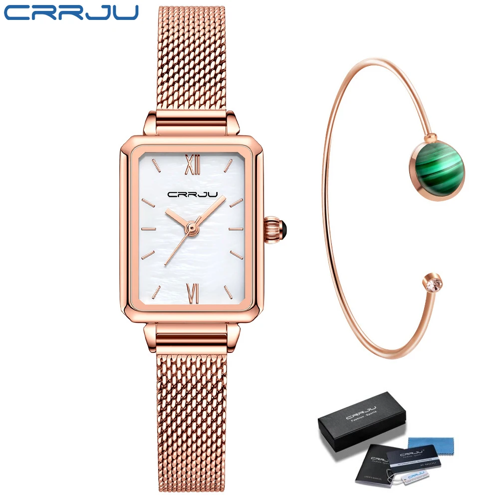 

Japan Quartz Movement Green Dial Roman Square Watches Case Stanless Steel Fashion Wristwatch Ladies Rose Gold Watches For Women