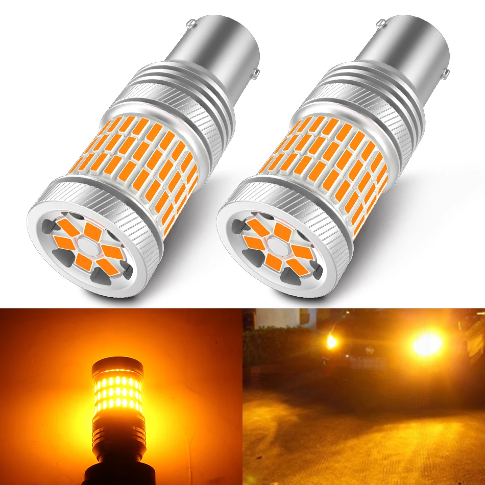 

2Pcs P21W 1156 BA15S BAU15S PY21W Led Canbus LED Bulb No Hyper Flash Error Auto Turn Signal Lights 12V Extremely Bright 4000LM