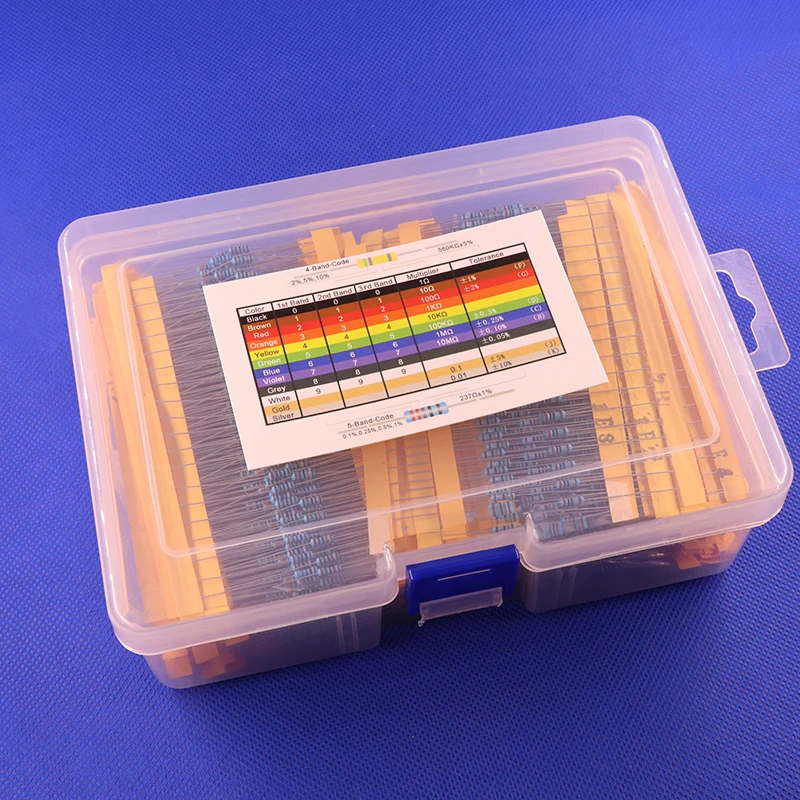 2600pcs 130 Values 1/4W 0.25W 1% Metal Film Resistors Assorted Pack Kit Set Lot Resistors Assortment Kits Fixed capacitors