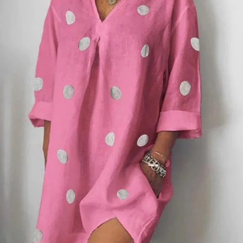 Polka Dots Women Beach Dress Saida De Praia Flax Bikini Cover Up Kaftan Beach Pareos De Playa Mujer Swimsuit Cover-up