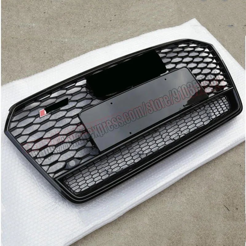 For rs7 style sport Silver front hex mesh honeycomb hoodgrill gloss for audi a7 s7 2016 16 2017 17 2018 18 car accessories