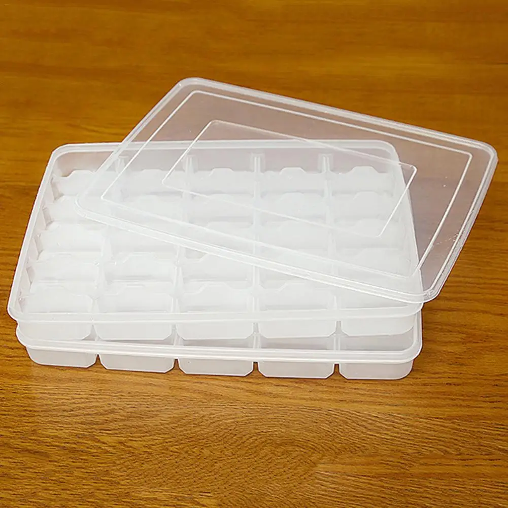 Quick Frozen Dumpling Tray 30 Compartment Single Layer Box With Lid Cover Boxes Food Organizer Refrigerator Fresh Storage Case