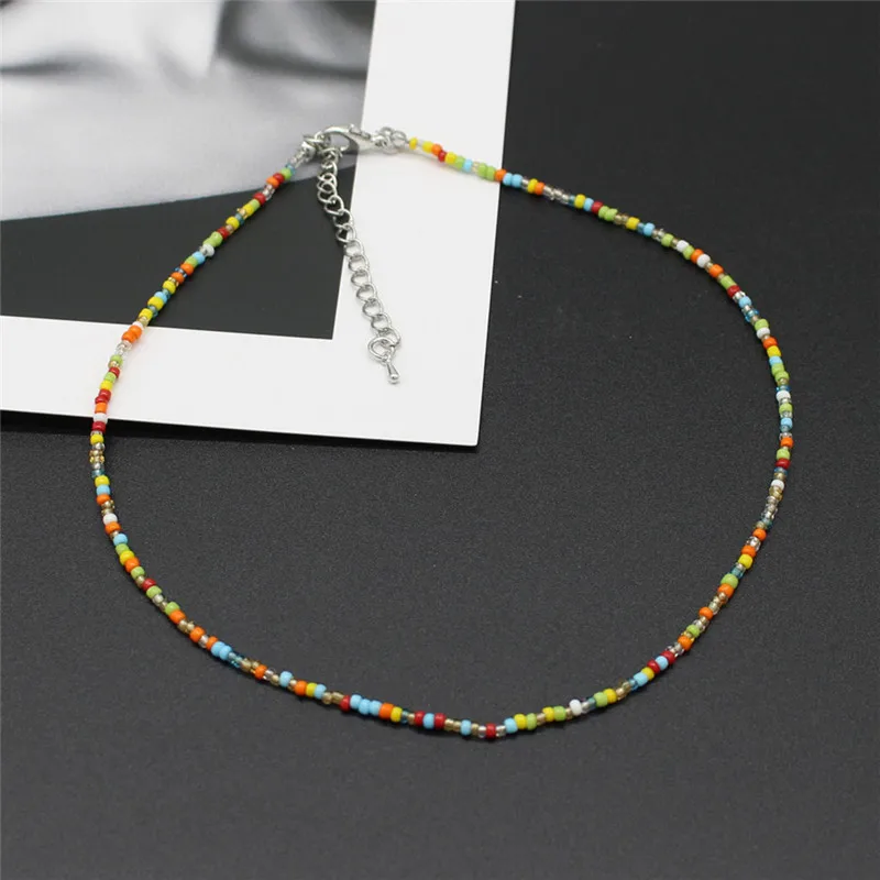 Neue Koreanische Süße Bunte Colliers Kragen Boho Samen Perlen Schlüsselbein Halsketten für Frauen Mädchen Trendy Schmuck – Detail 11